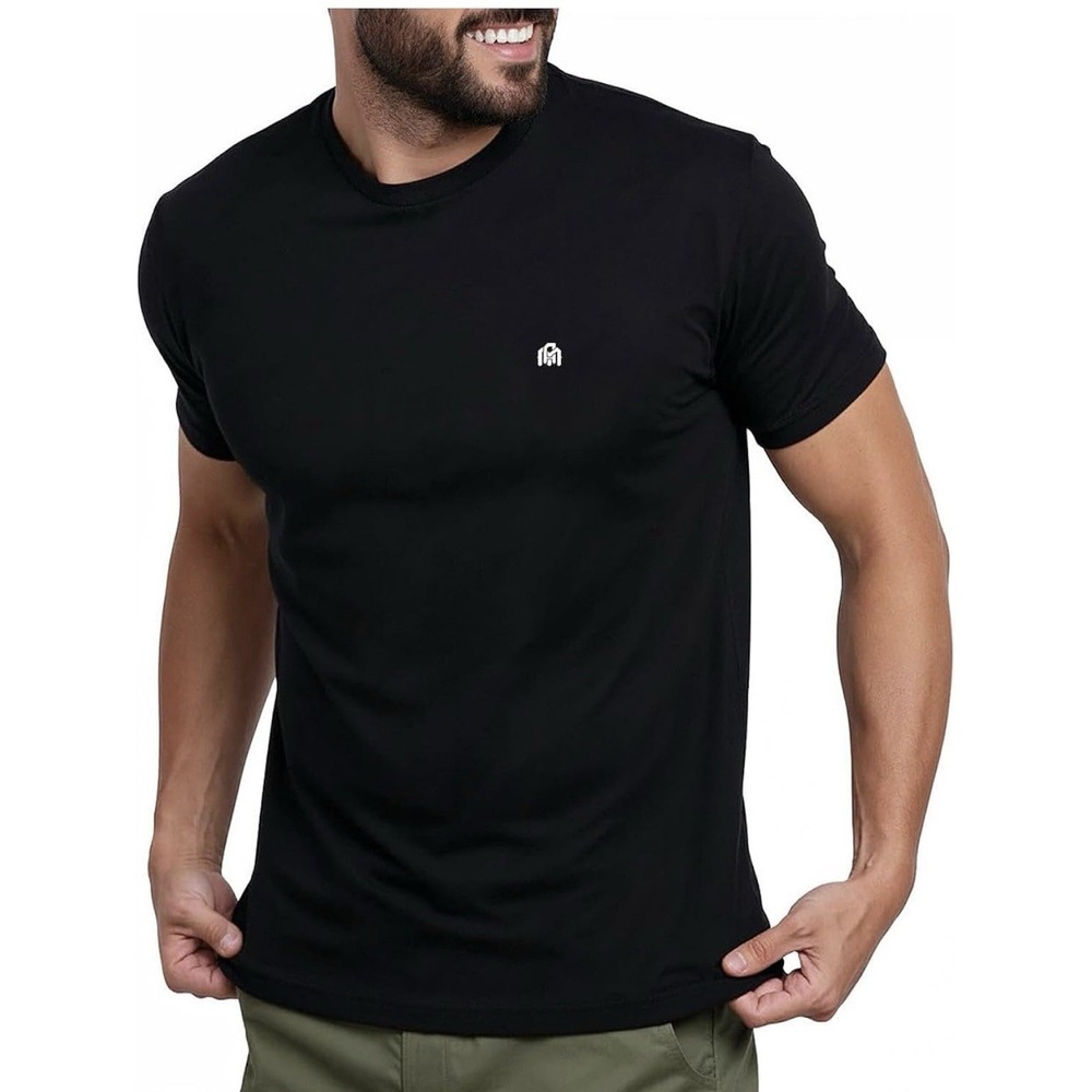INTO THE AM Men's Premium Soft Cotton Blend Crew Neck Tee Black Size Medium NWOT